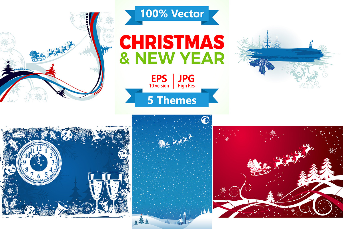 Christmas and New Year Backgrounds, a Decorative Illustration by TAlex (Photo 1 of 6)