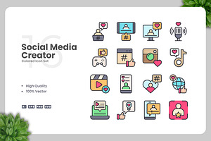Social Media Creator Colored Icons, an Icon by Upnowgraphic
