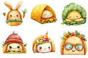 Kawaii Taco Clipart Bundle, an Illustration by Pixels.Craft (Thumbnail 4 of 7)