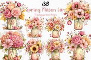 Watercolor Spring Mason Jar Clipart, an Illustration by Craft Nest (Thumbnail 1 of 12)