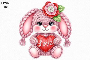 Faux Yarn Valentine Bunny Png, an Illustration by Canvas Craft