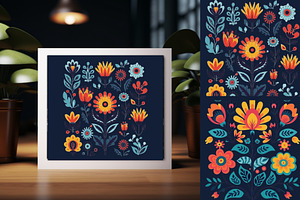 16 Folk Flower Art Print Decoration