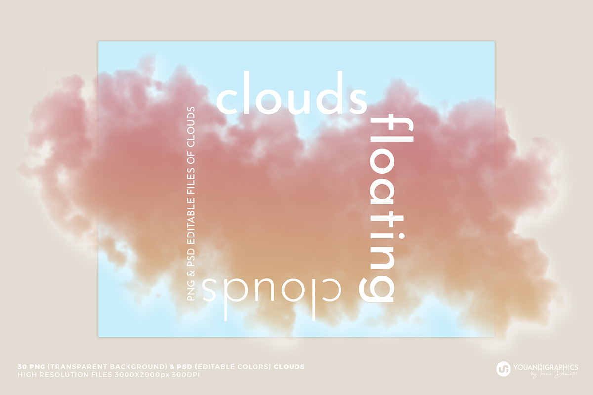 Floating Colorful Clouds | PNG/PSD, a Graphic by Youandigraphics (Photo 1 of 14)