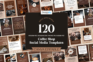 Coffee Shop Social Media Bundle, a Social Media Template by Snapybiz