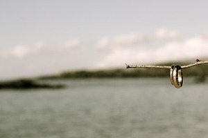 Wedding Rings Over the Ocean