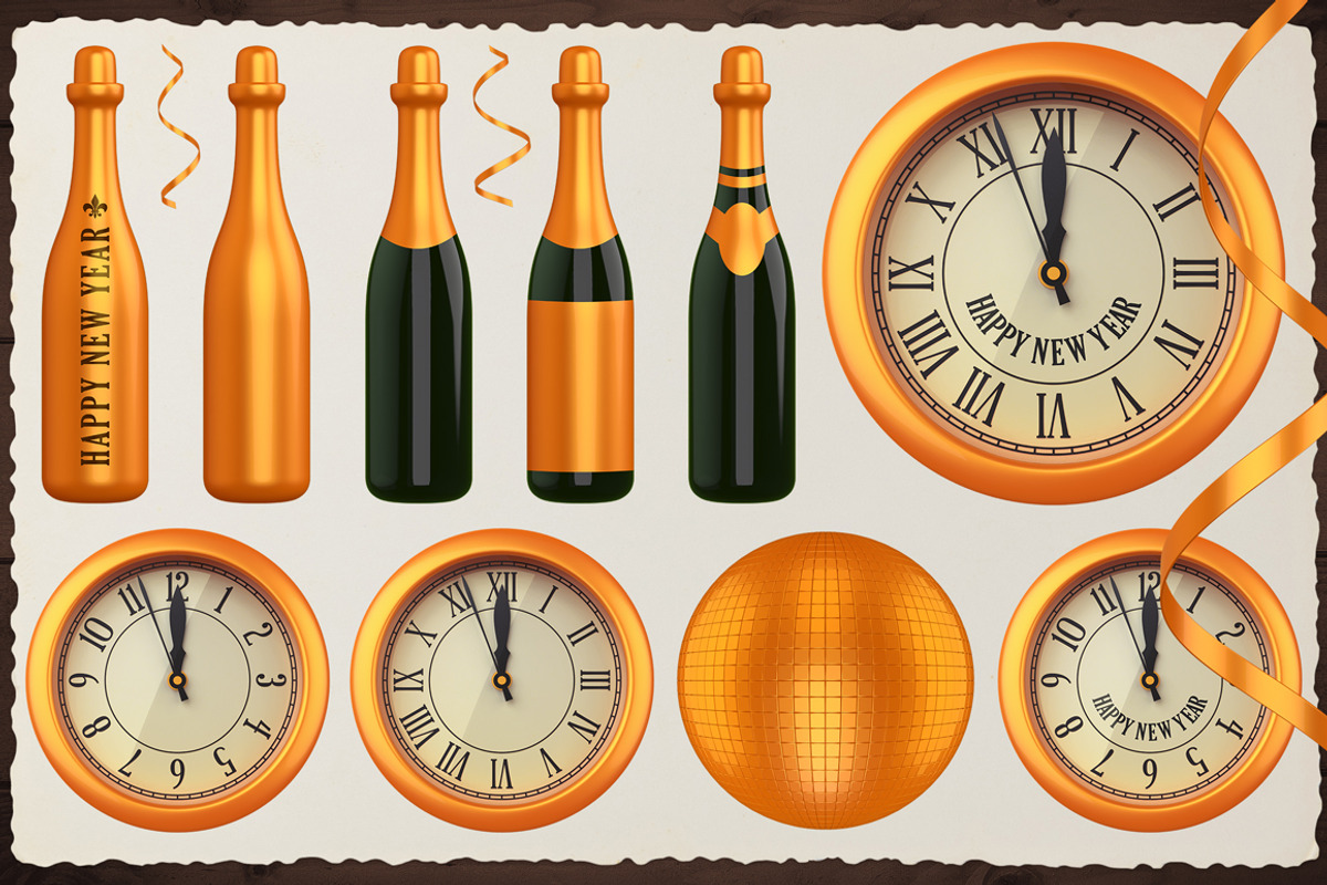 New Year 3D PNG Items Pack, an Object Graphic by pixaroma (Photo 3 of 22)