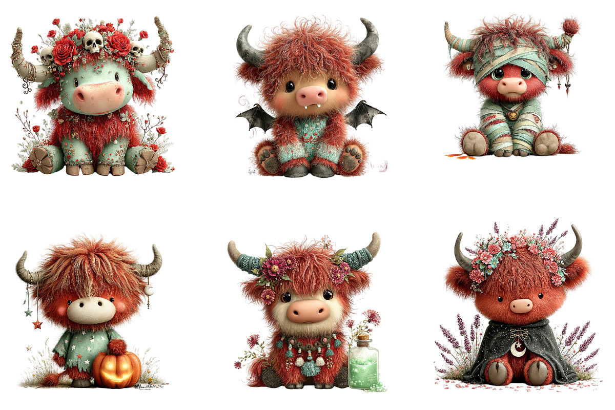 Spooky Highland Cow Bundle, a Seasonal Illustration by CreationArt (Photo 2 of 5)