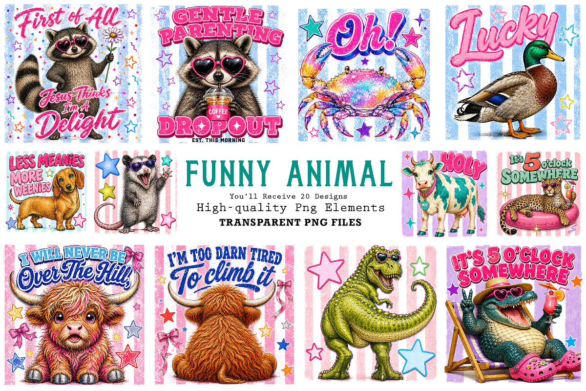 Funny Striped Animal Hand Drawn, an Animal Illustration by CreationArt (Photo 1 of 15)