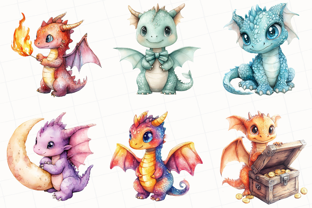 Baby Dragon Sublimation Clipart, an Illustration by OK Design (Photo 3 of 5)