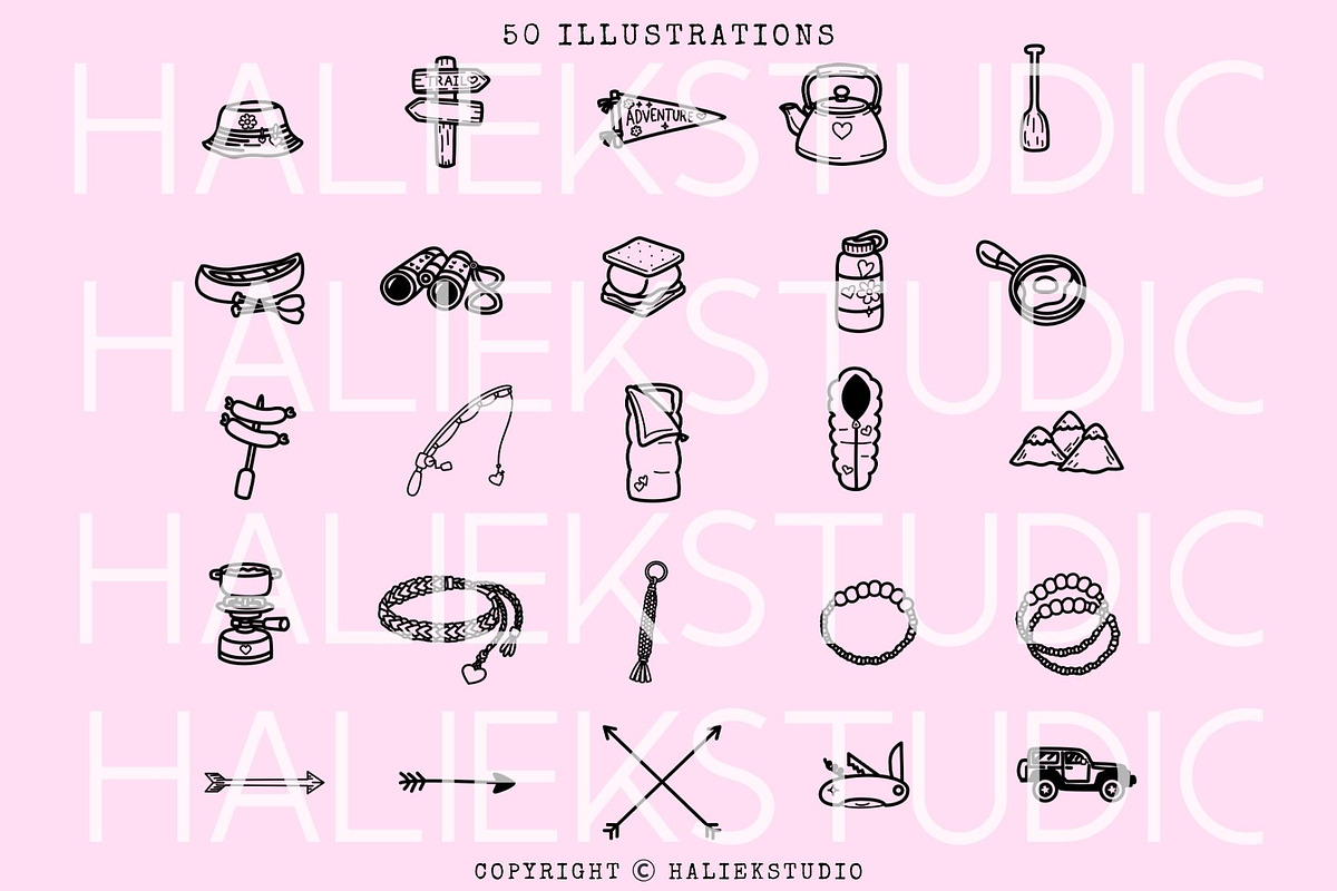 Camping Girly SVG Bundle, an Object Illustration by HalieKStudio (Photo 3 of 10)