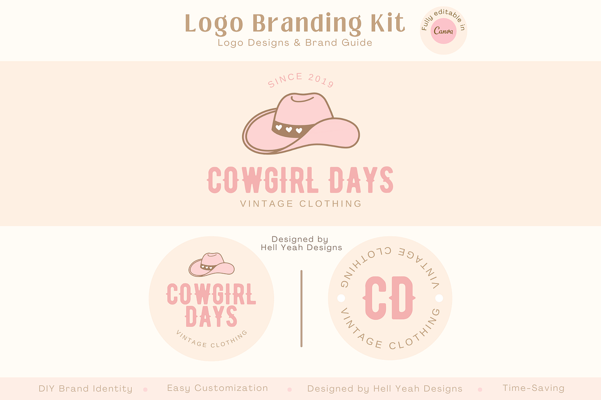Cowgirl Hat Logo Branding Kit
