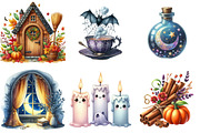 Cute Halloween Cottage Clipart, an Illustration by Watercolor design (Thumbnail 3 of 4)