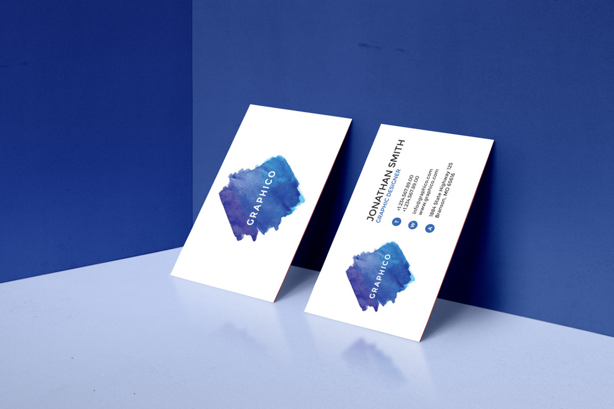 Simple Watercolor Business Card - 42, a Business Card Template by ND Design (Photo 1 of 13)