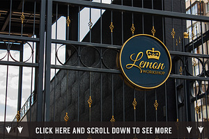 Metal Gate Mockup, Luxury Gold Sign