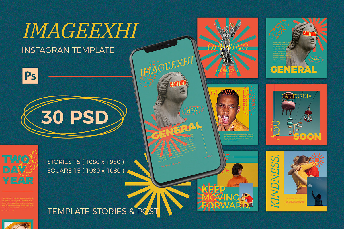 IMAGEEXHI Retro Instagram Template, a Social Media Template by Compaq_Creative (Photo 1 of 11)