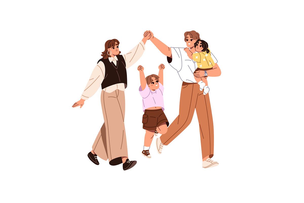 Families with kids celebrating set, a Person Illustration by PaperTrident (Photo 5 of 7)