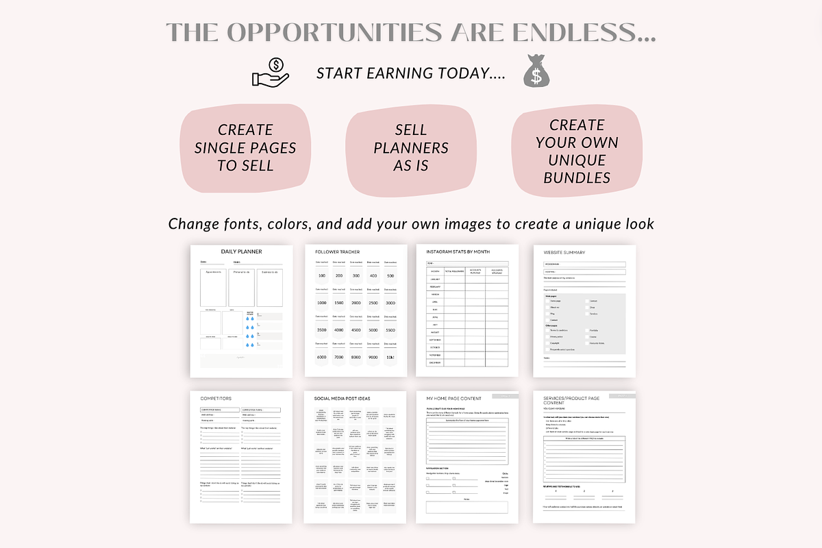 PLR Canva planner bundle, a Templates & Theme by Cate Creates (Photo 3 of 6)