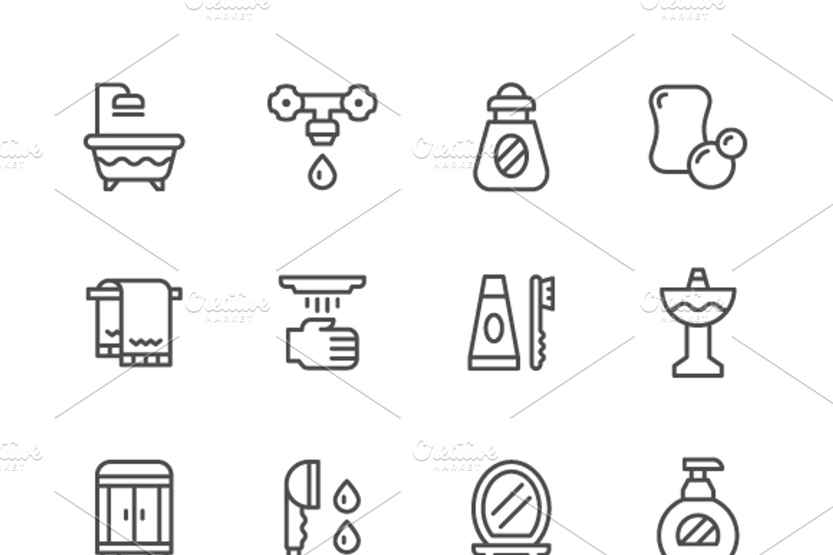 Set line icons of bathroom, an Outline Icon by motorama (Photo 1 of 2)