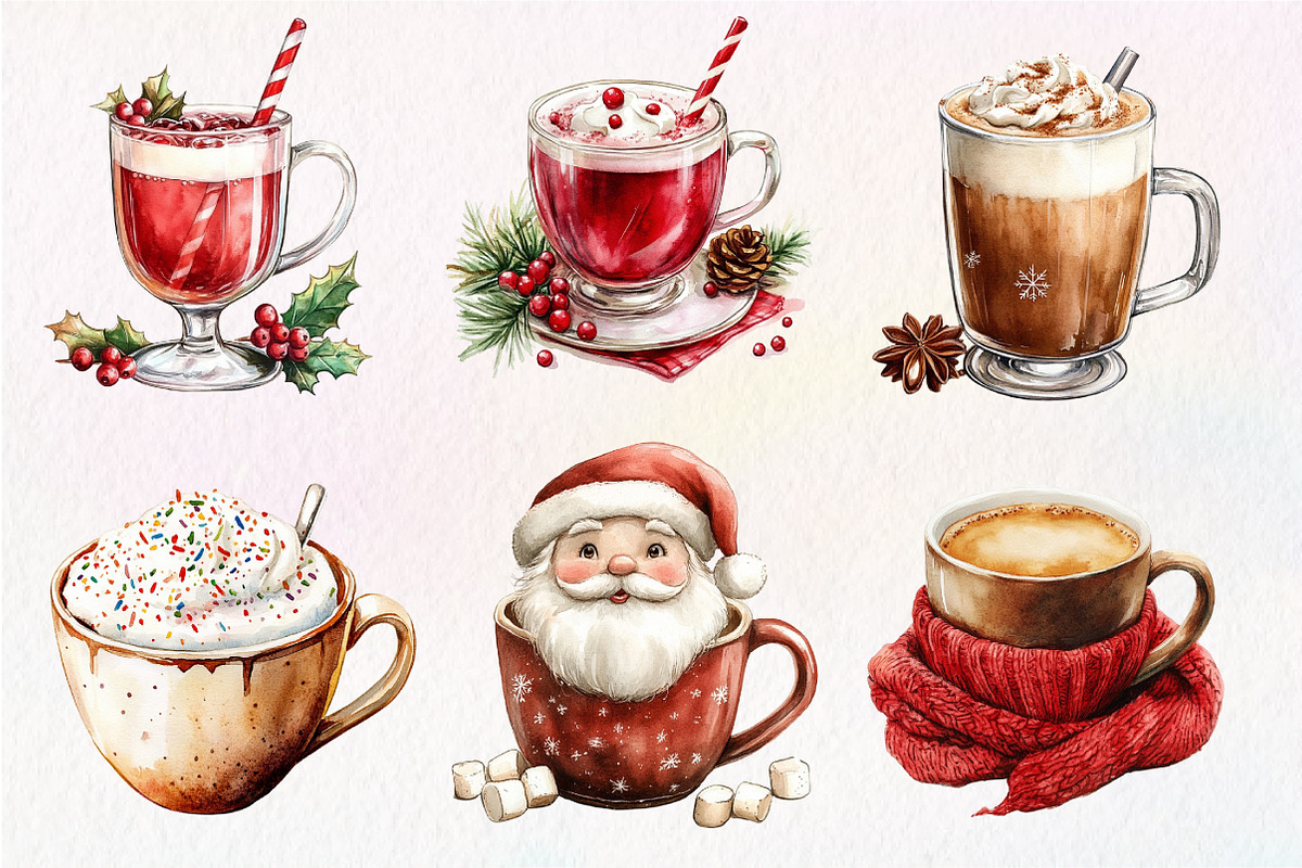 Christmas Coffee Sublimation Clipart, an Illustration by Dream Creation (Photo 3 of 6)