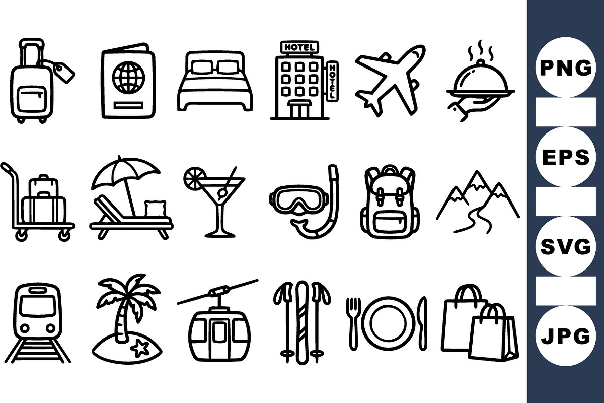 Travel Adventure Icon Set, an Illustration by designvectx (Photo 1 of 3)