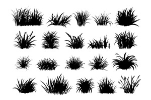 Grass black silhouettes. Nature, an Object Illustration by Valerie Bodnar
