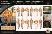 Beach Sunset Car Charms laser Cut, an Object Graphic by OTVEY DESIGN (Thumbnail 1 of 13)