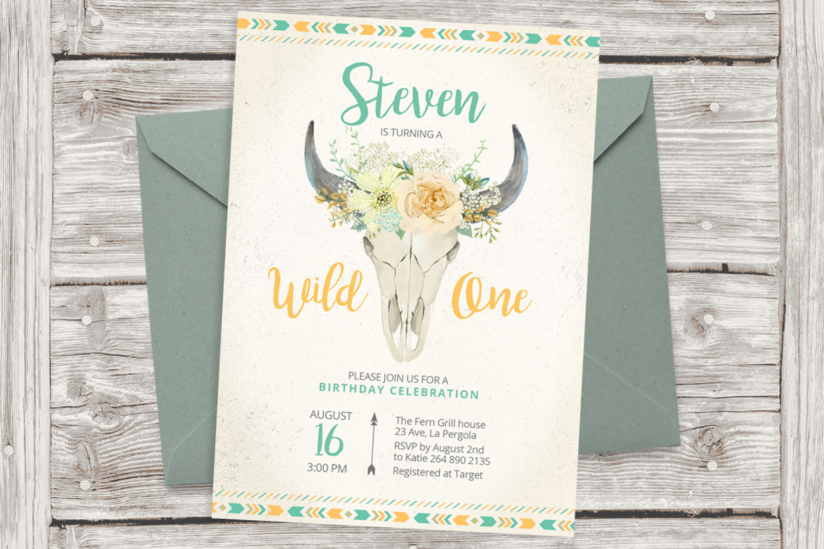Tribal Skull Birthday template 18, an Invitation Template by Talent Supplies