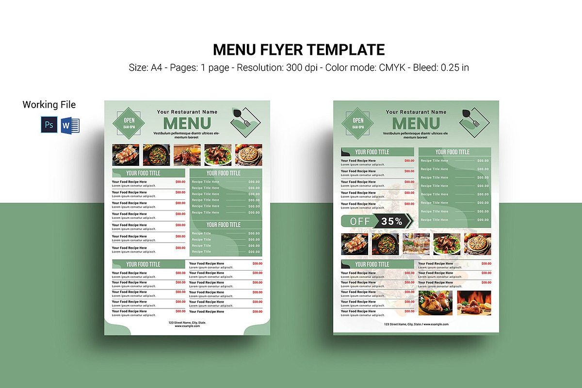 Restaurant Menu Flyer, a Flyer Template by Template Shop (Photo 1 of 3)