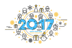 2017 Happy New Year trendy card