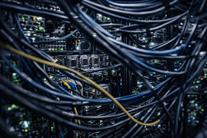 Data center cables and server connec, a Photo by Dvoevnore photos