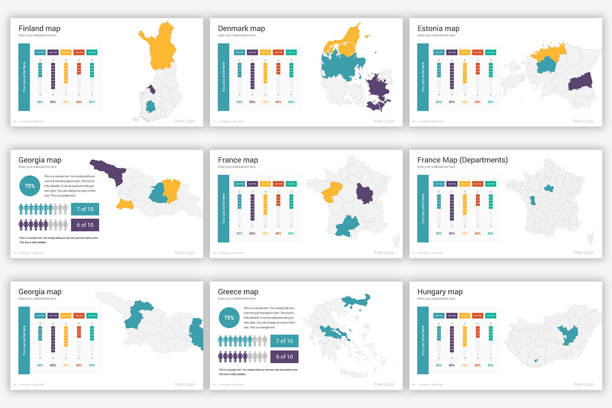 Maps PowerPoint infographics, a Presentation Template by SlideOne (Photo 11 of 31)