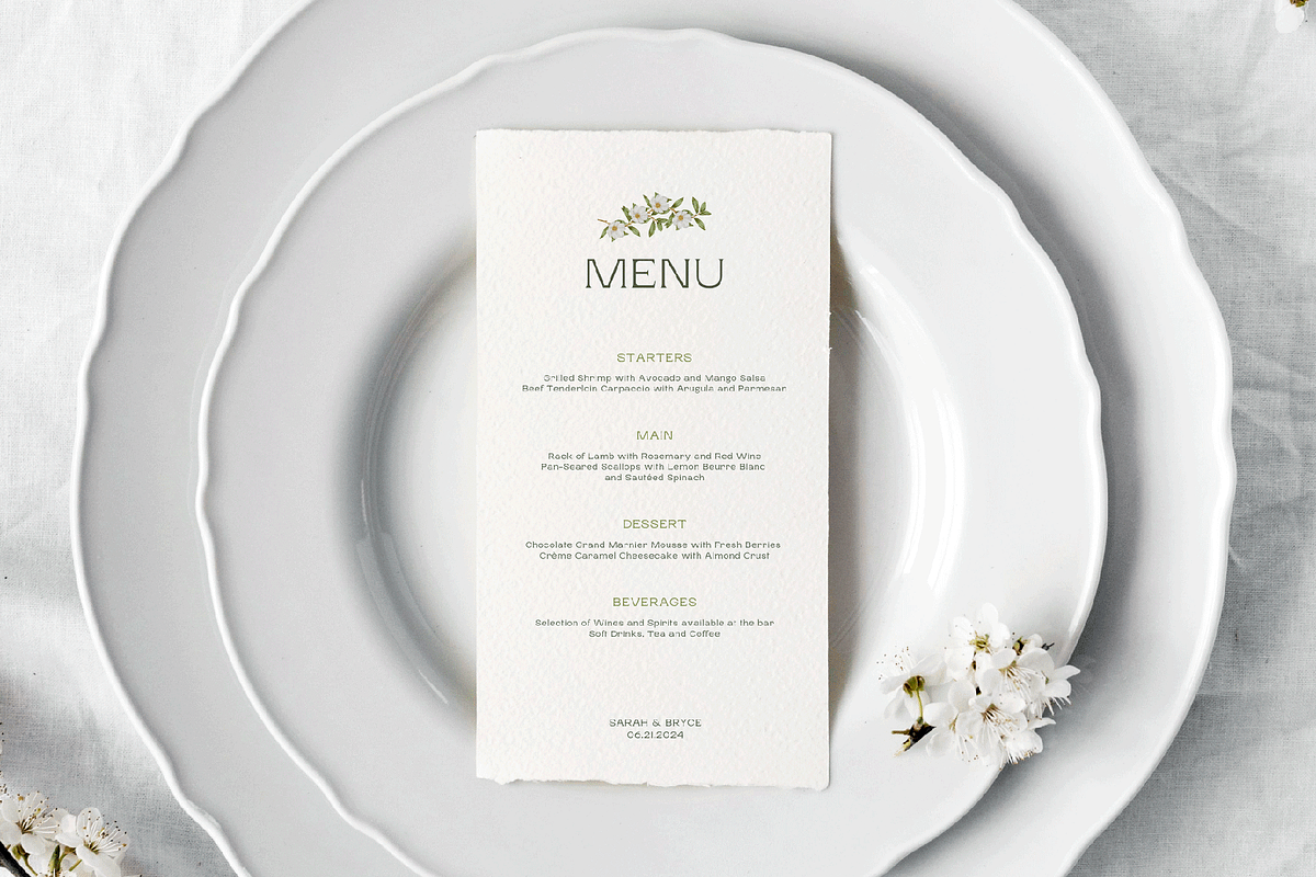 Green Floral Menu Set Templates, a Stationery Template by Paraná Studio (Photo 4 of 9)
