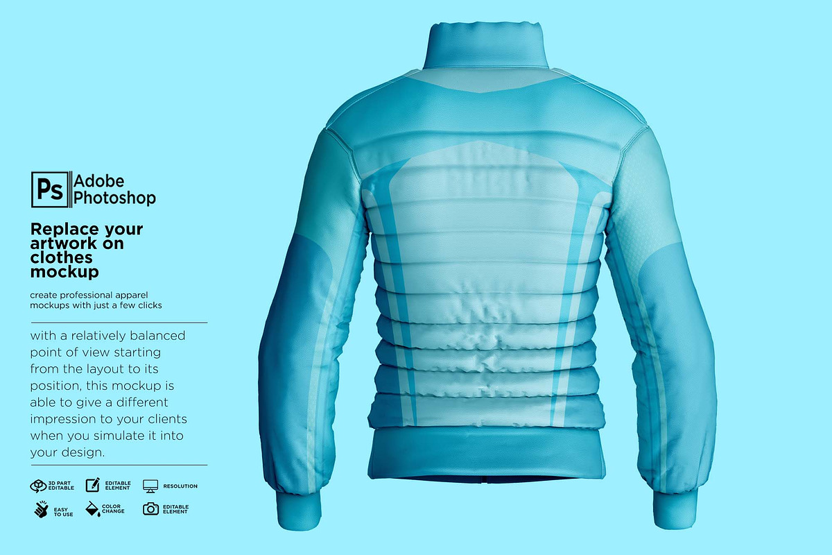 Men's Downs Jacket Mockup, a Hoody Mockup by Nanggroe Scripting (Photo 9 of 9)
