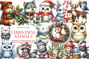 Christmas animals Sublimation Clipar, an Illustration by Designworld