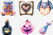 Pastel Halloween Clipart Watercolor, an Illustration by Black Bird Studio (Thumbnail 6 of 6)
