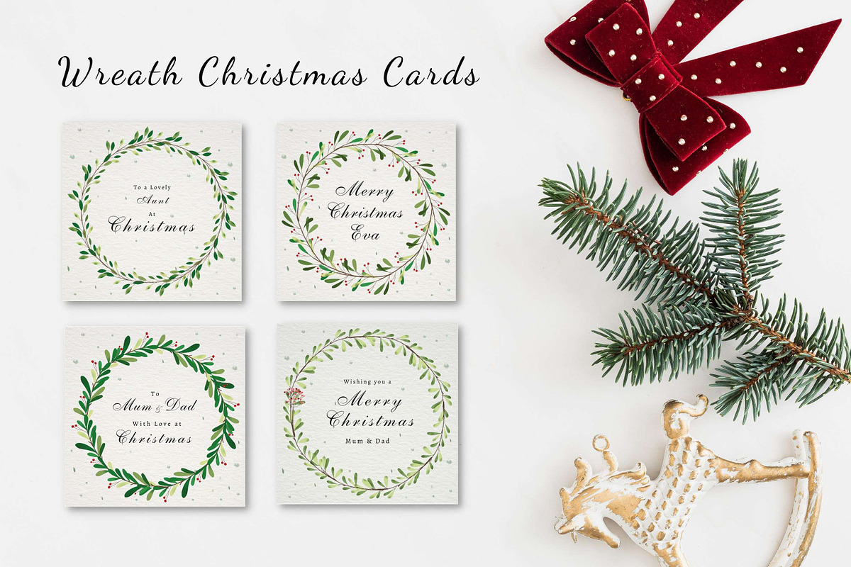 8 Wreath Christmas Cards Canva, a Card Template by 3Motional (Photo 7 of 11)