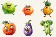 Funny Fruits & Vegetables Clipart, an Illustration by OK Design (Thumbnail 5 of 5)