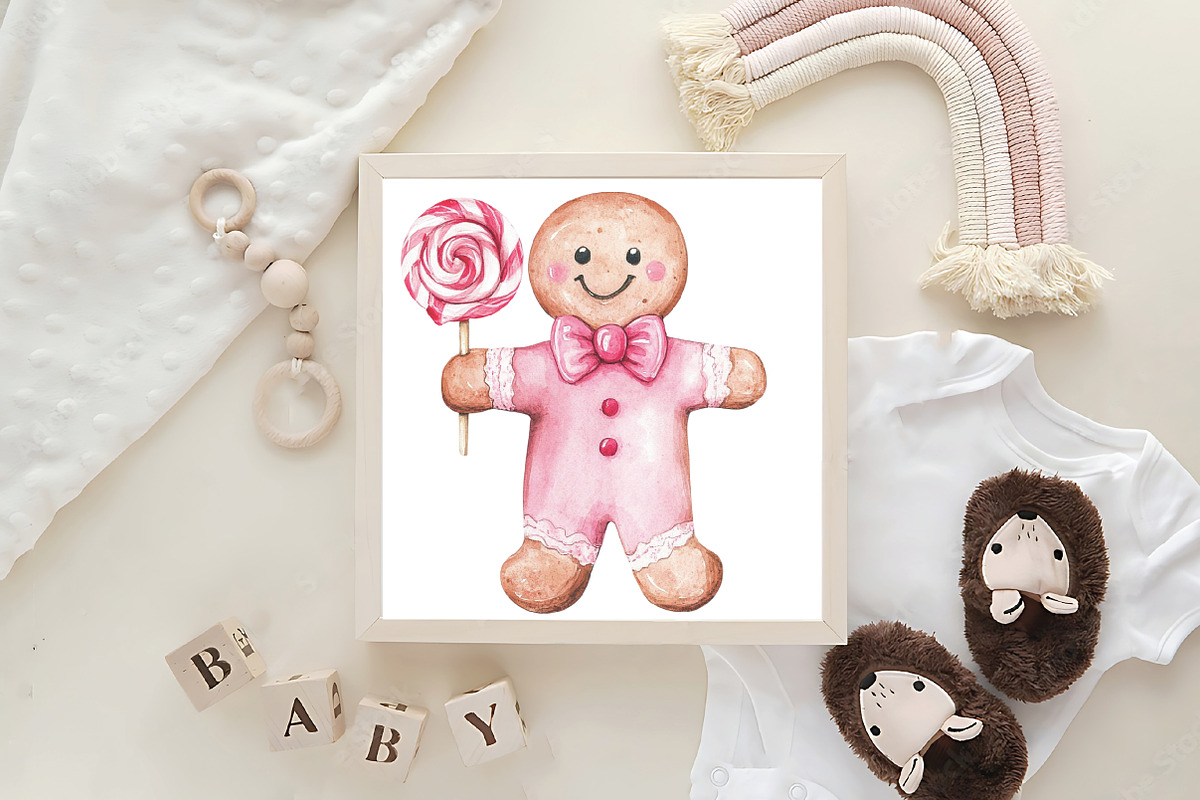 Kawaii Pink Gingerbread Man Sublimat, an Illustration by CraftArtStudio (Photo 6 of 6)