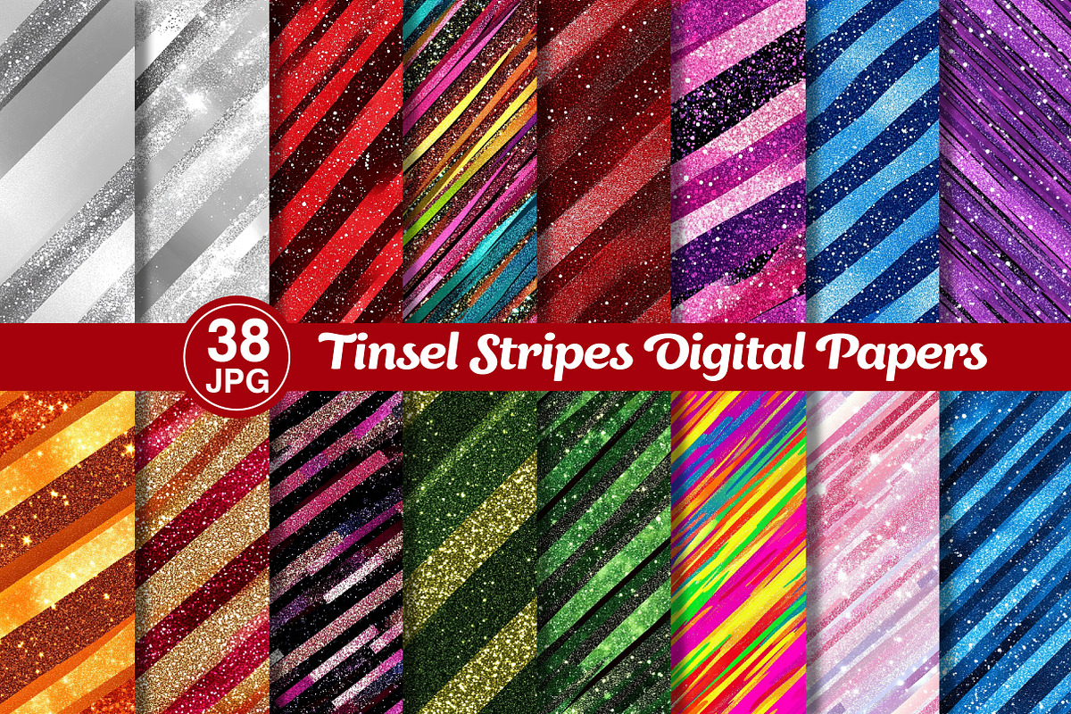 Tinsel Stripes Digital Papers, a Texture Graphic by Dream Creation (Photo 1 of 7)