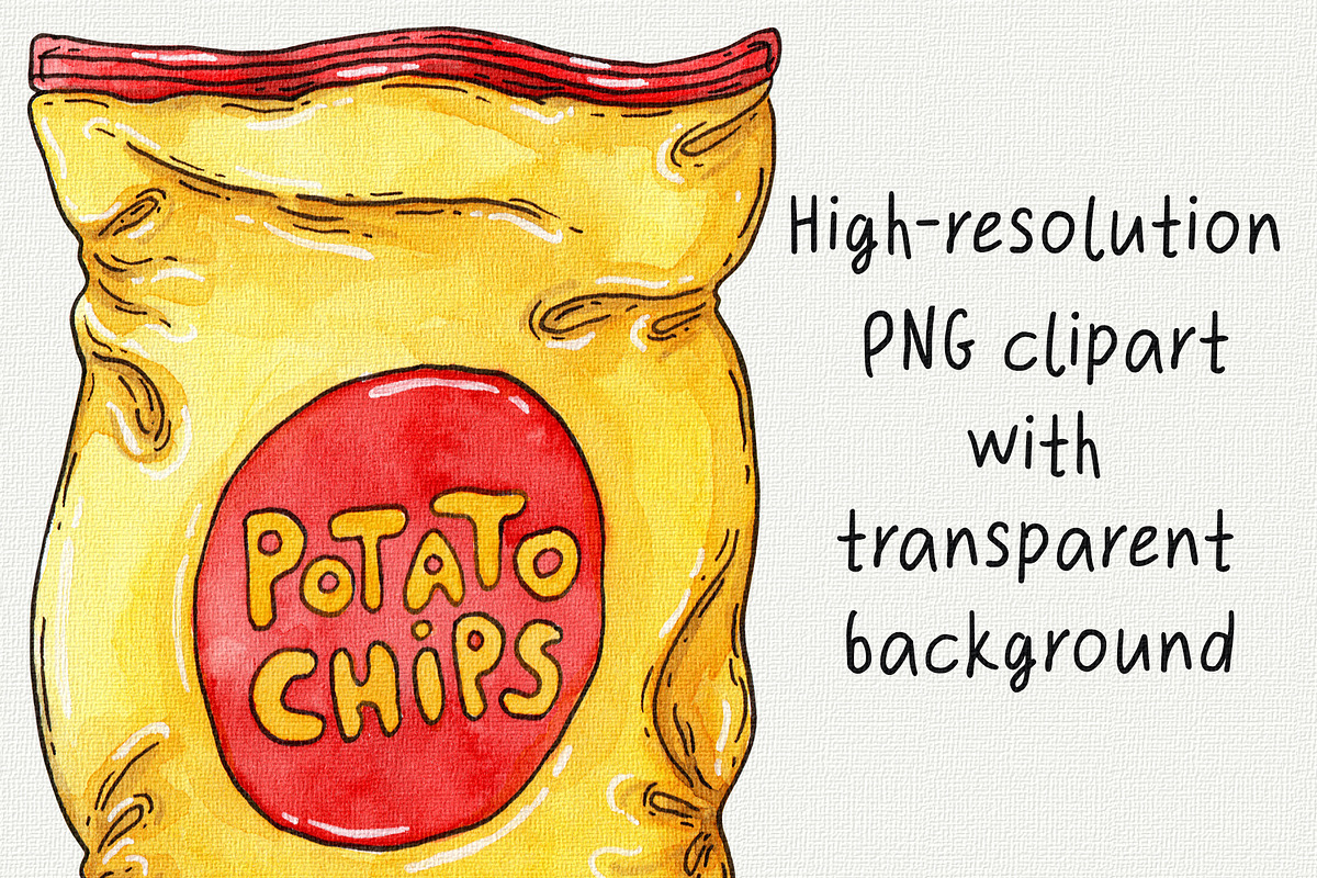 Fast food watercolor clipart, an Object Illustration by Trinibis (Photo 3 of 3)