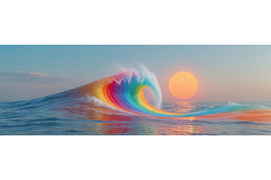 Vibrant rainbow-colored ocean wave, an Illustration by tilialucida