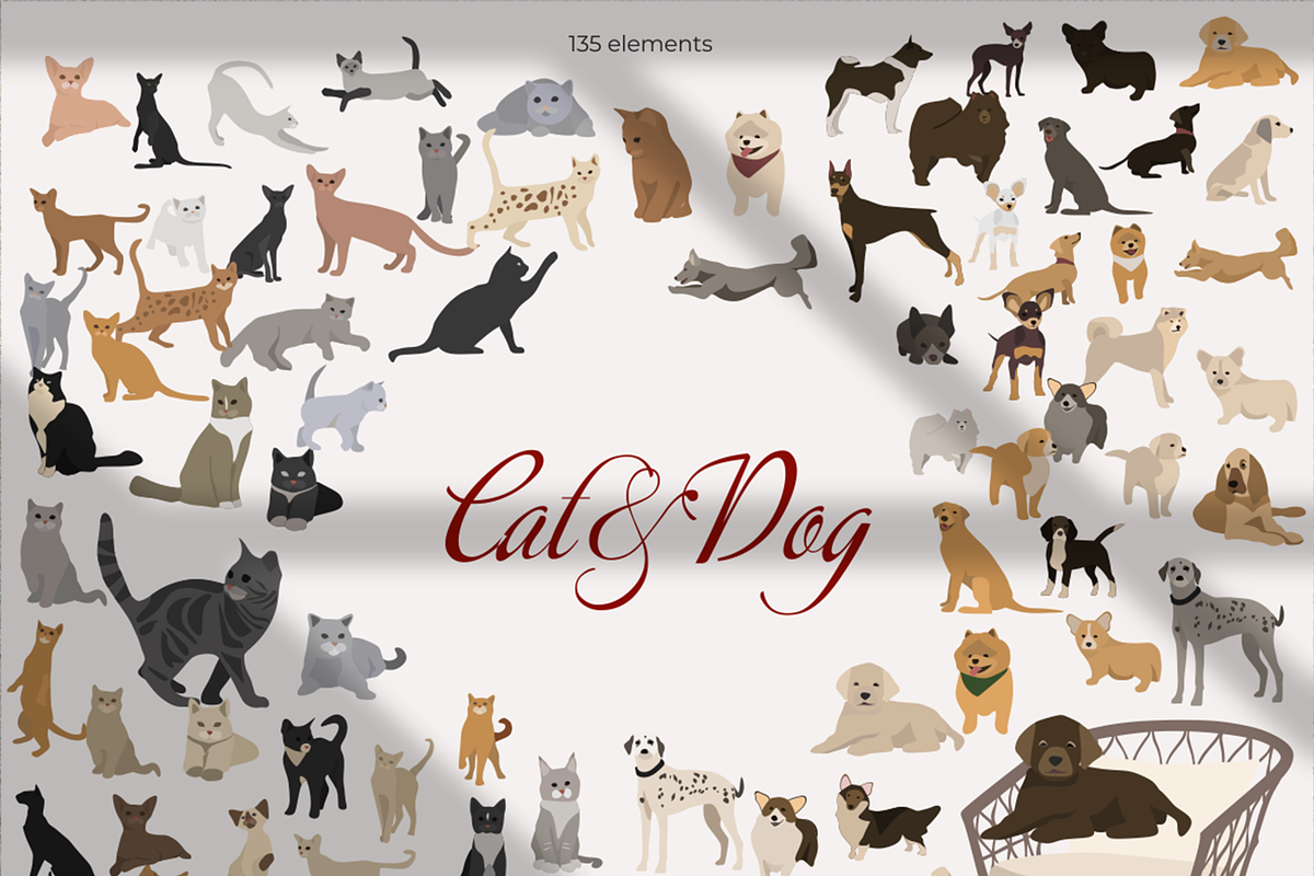 dogs and cats, favorite pets, an Animal Illustration by Yana_mide (Photo 1 of 7)