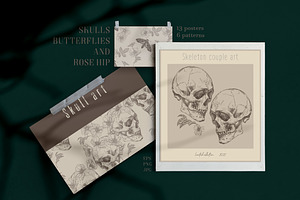 SKULLS, BUTTERFLIES AND ROSE HIP