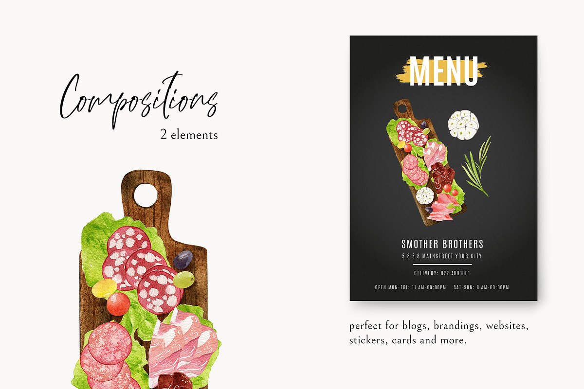 Cold Cuts Food Illustrations., an Object Graphic by NiKO (Photo 5 of 9)