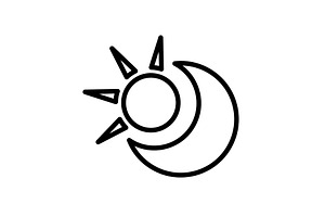 Web Icon. Sun And Moon Crescent