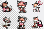 Valentine Valentine Fox Clipart Bund, an Illustration by SVGArt (Thumbnail 4 of 8)