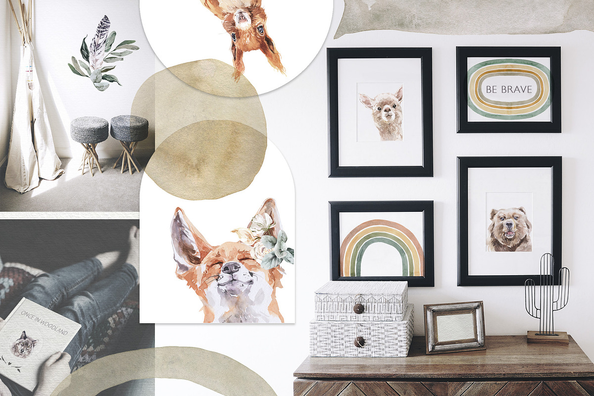 Boho Watercolor Animals & Rainbows, an Animal Illustration by Cat In Colour (Photo 2 of 12)