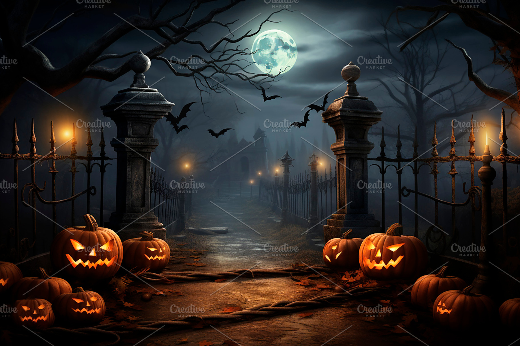 Scary old graveyard, ominous trees,, a Holiday Photo by Imaginarium