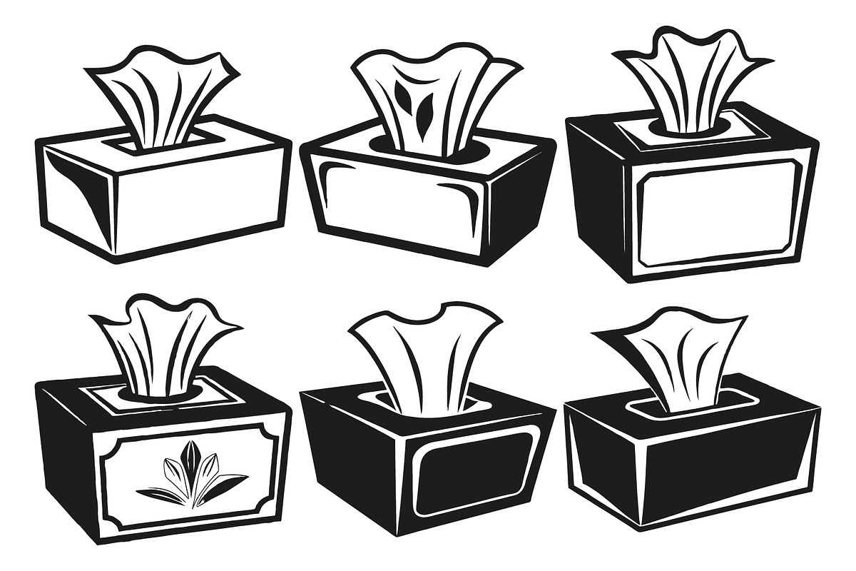 Monochrome tissue boxes vectors, an Object Graphic by Billah Hub