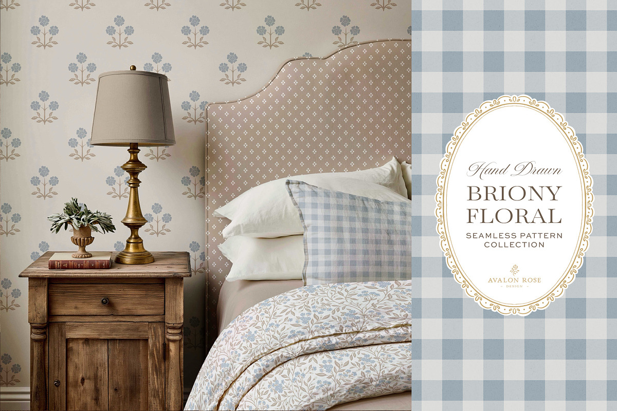Farmhouse Blue Beige Floral Patterns, a Pattern Graphic by Eclectic Anthology (Photo 11 of 12)